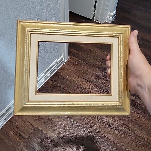 Pair Vtg MCM Wood Art Frames Linen lined holds 10x13 & 5x7 no glass Gallery Wall - Picture 11 of 13